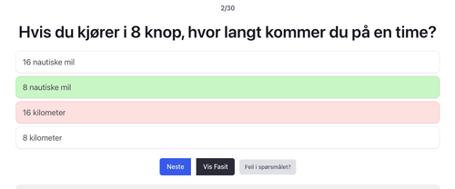 Båtførerprøven test og øvingsoppgaver