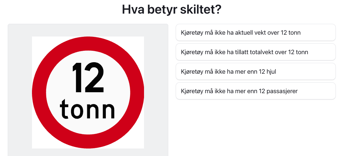 Bil teori klasse B teoriprøve og øving