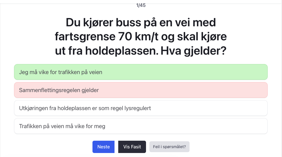 Buss teori klasse D og D1 øvingsoppgaver