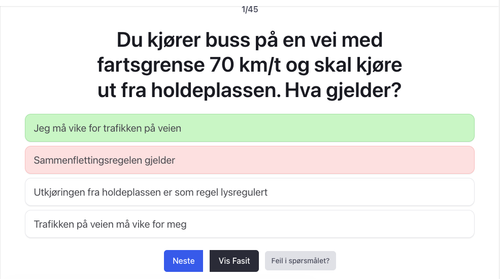 Buss teori klasse D og D1 øvingsoppgaver