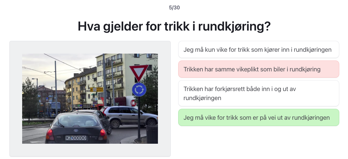Moped teori klasse AM øvingsoppgaver