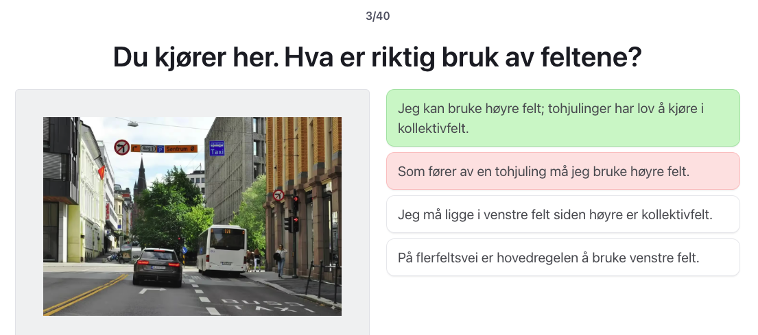 Motorsykkel teori klasse A A1 A2 test