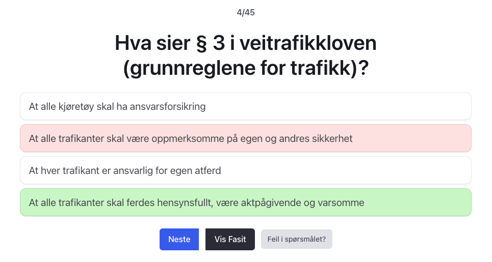 Traktor teori klasse T test og øving