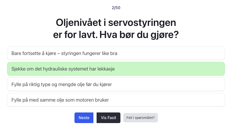 YSK grunnkurs persontransport teoriprøve